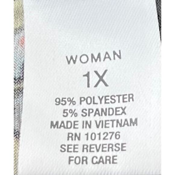 ROZ & ALI COLD SHOULDER SHORT DOLMAN SLV  CREW NECK, WOMAN, 1X, PURPLE TEAL YELL - Picture 11 of 12